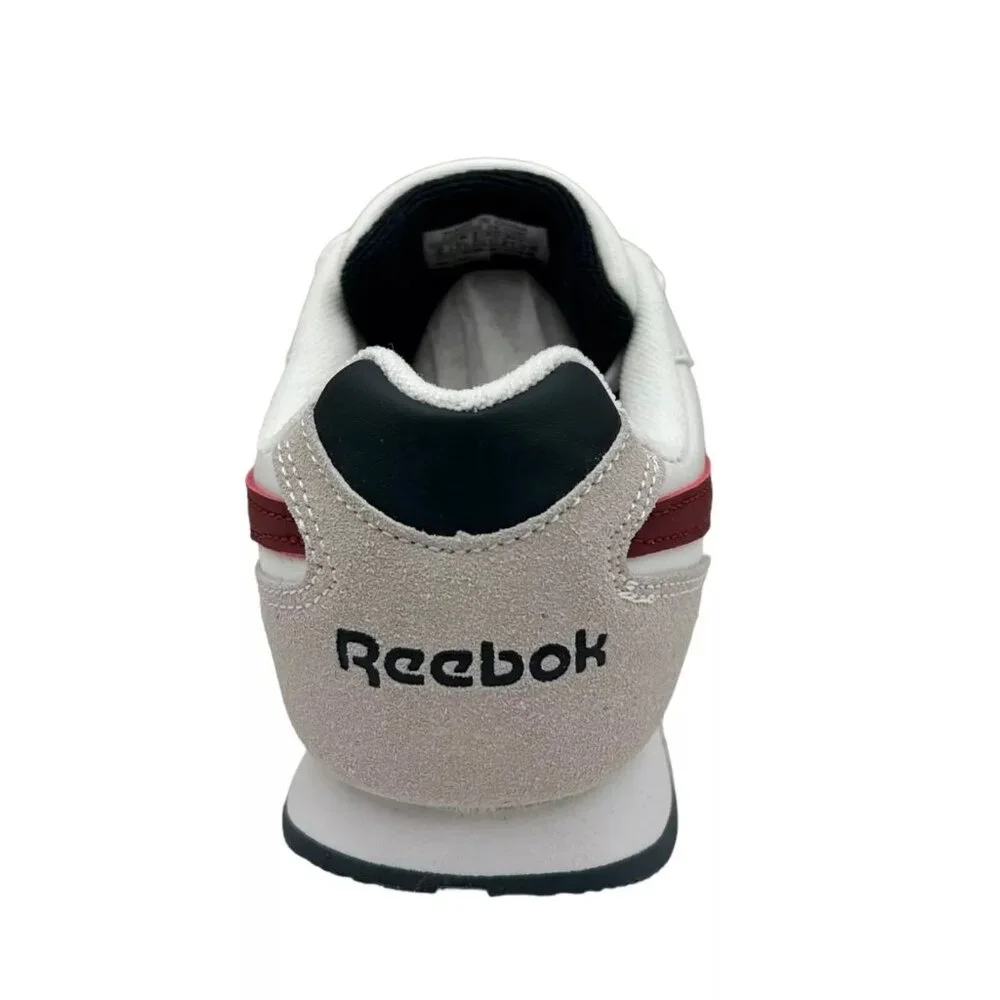 Reebok Youth Boys/Girls Sneaker Size 2 White/Wine/Beige‎ Cushioned Lace up Shoes